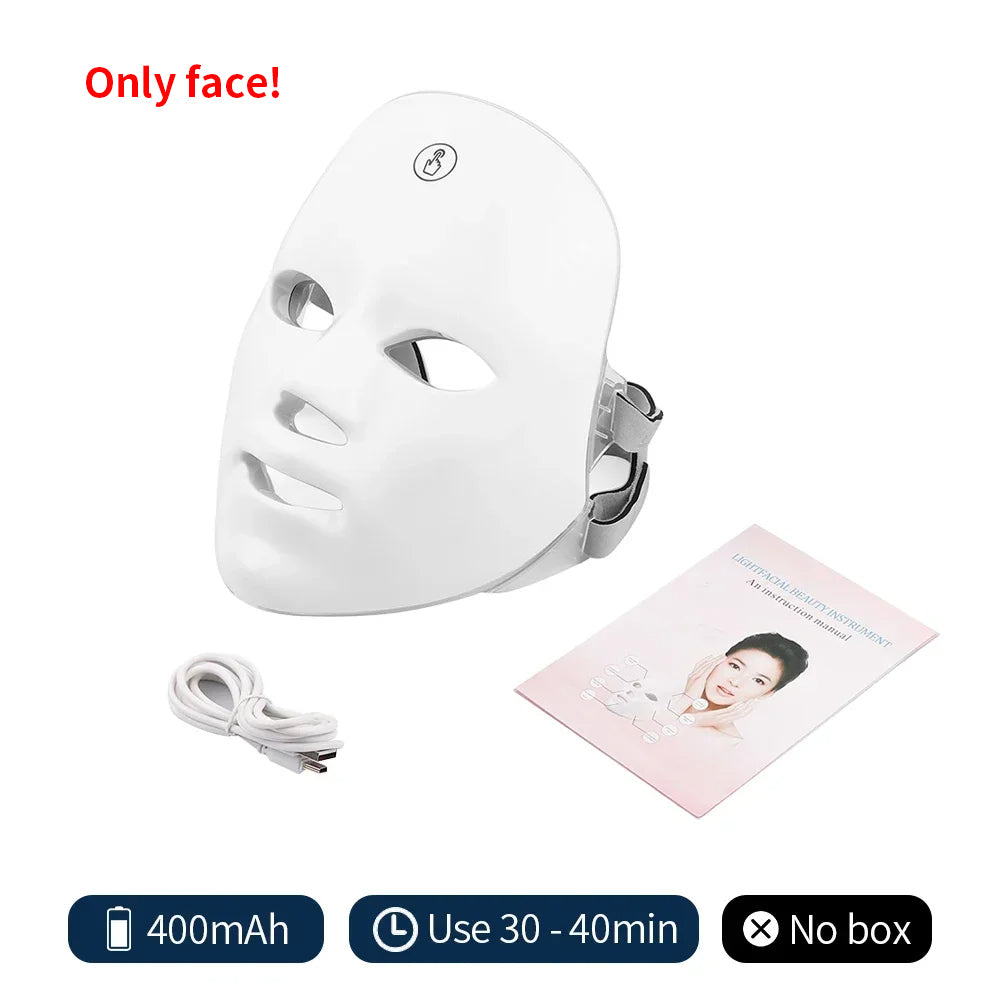 Wireless 7-Color LED Light Therapy Mask for Face & Neck