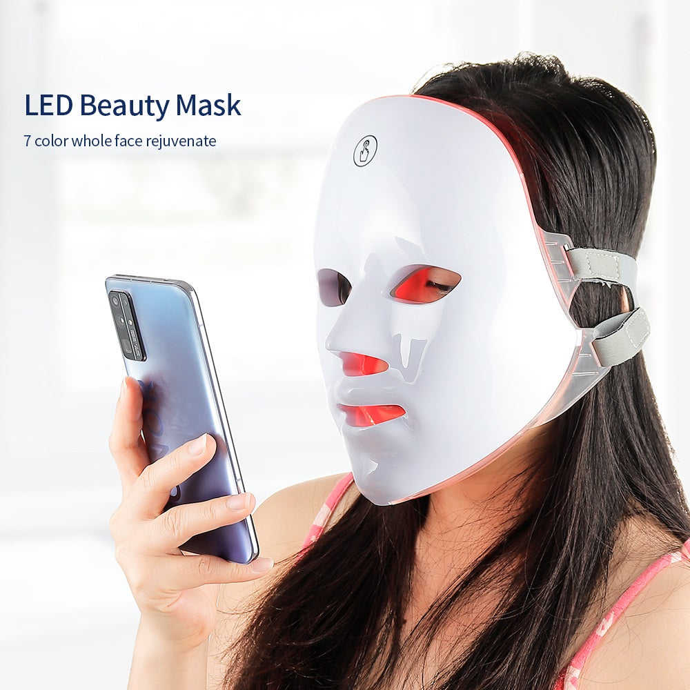 Wireless 7-Color LED Light Therapy Mask for Face & Neck