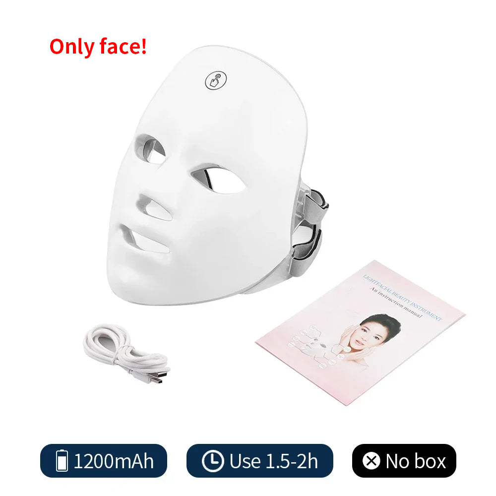 Wireless 7-Color LED Light Therapy Mask for Face & Neck